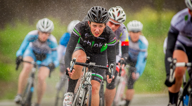 It was a wet and cold day for racing, but that didn't stop a bunch of cyclists in the Driveway Spring Classic